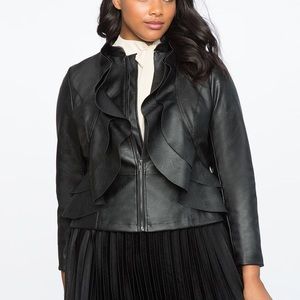 Eloquii faux leather ruffle jacket